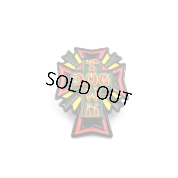 画像1: [DOG TOWN]-Enamel Pin Cross Logo Rasta- (1)