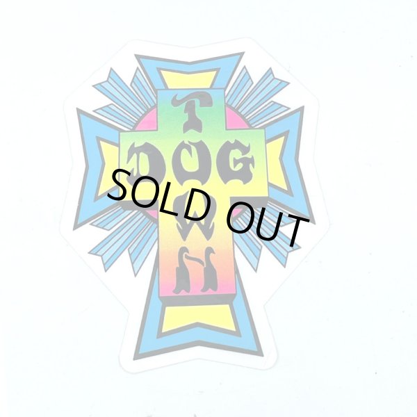 画像1: [DOG TOWN]-CROSS LOGO STICKERS-NEON-4"- (1)