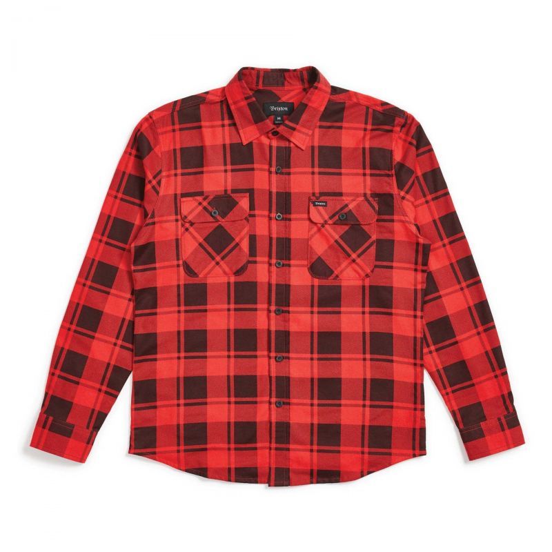 BRIXTON]-BOWERY LW L/S FLANNEL-RED/BLACK- - CRUCIAL（クルーシャル）